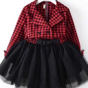 Buffalo print girls dress with tutu bottom